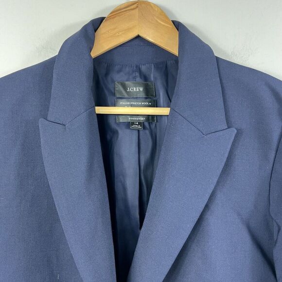 J Crew Navy Blue Tollegno 1900 Sommerset Italian Stretch Wool Blazer Jacket 14 - Picture 3 of 13